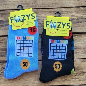 NWT Foozys BINGO Socks - Black And Light Blue 2 Pair Set